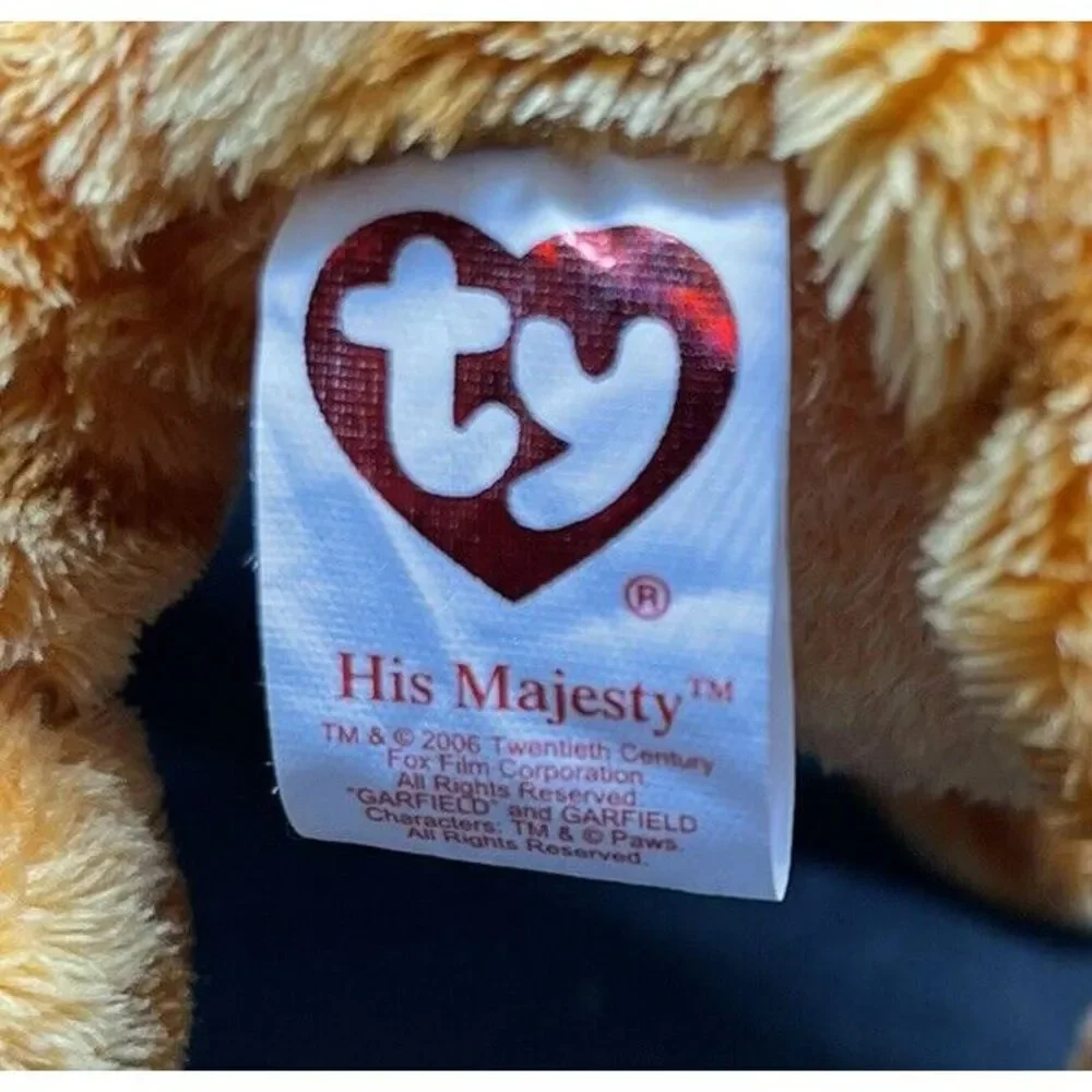 Vintage Garfield His‎ Majesty TY Beanie Babies Plush Stuffed Toy King MWMT